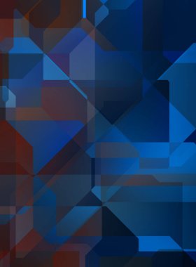 Renkli ve canlı geometrik şekiller katmanları var. Bir teknoloji planının dijital illüstrasyonu. Gelecekçi tasarım şablonu.