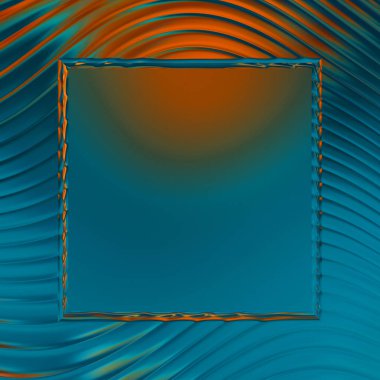 Soyut çerçeveli arkaplan. Renkli, canlı, dalgalı bir duvar kağıdı. Merkezi çerçeveli yaratıcı grafik 2d çizim. Dinamik şekilli modaya uygun sıvı örtüsü.