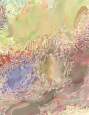 Alkol mürekkebini andıran rahatlatıcı fırça darbelerinin modern resmi. Poster, duvar sanatı, afiş, kart, kitap kapağı veya ambalaj için pastel renkli suluboya resim.