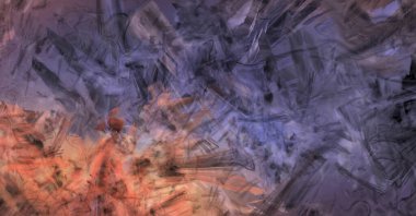 Modern sanat. Taranmış Boyalı Soyut Arkaplan. Fırça darbesi ile boyanmış. Boya darbeleri. 2B Görüntü