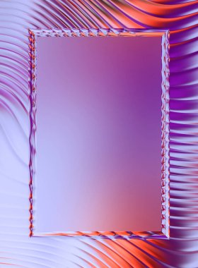 Soyut çerçeveli arkaplan. Renkli, canlı, dalgalı bir duvar kağıdı. Merkezi çerçeveli yaratıcı grafik 2d çizim. Dinamik şekilli modaya uygun sıvı örtüsü.