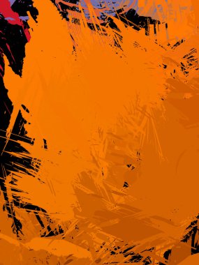 Vahşi fırça darbeleriyle yaratıcı soyut resim. Artistik fırça darbeleriyle donatılmış. Renkli ve canlı bir tasvir. Boyalı sanat.