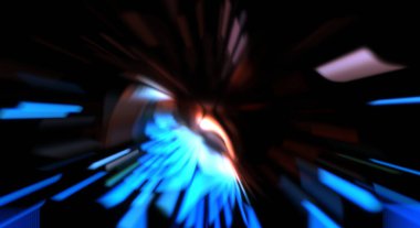 Işık parçacık izleri. Parlayan parçacıkları ve çizgileri olan ışık patlaması yıldızı. Güzel hareketli soyut ışın arkaplanı.