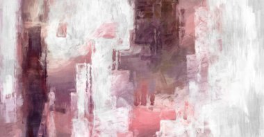 Soyut arkaplanda pürüzlü fırça darbeleri. Fırça boyası. Renkli boya darbeleri. Eşsiz duvar sanatı. Tuvaldeki modern sanat. Renkli çağdaş sanat eserleri. 