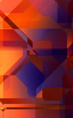 Renkli ve canlı geometrik şekiller katmanları var. Bir teknoloji planının dijital illüstrasyonu. Gelecekçi tasarım şablonu.