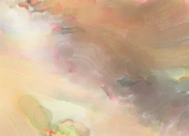 Alkol mürekkebini andıran rahatlatıcı fırça darbelerinin modern resmi. Poster, duvar sanatı, afiş, kart, kitap kapağı veya ambalaj için pastel renkli suluboya resim.