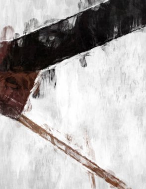 Soyut arkaplanda pürüzlü fırça darbeleri. Fırça boyası. Renkli boya darbeleri. Eşsiz duvar sanatı. Tuvaldeki modern sanat. Renkli çağdaş sanat eserleri. 