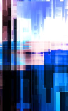 Renkli ve canlı geometrik şekiller katmanları var. Bir teknoloji planının dijital illüstrasyonu. Gelecekçi tasarım şablonu.