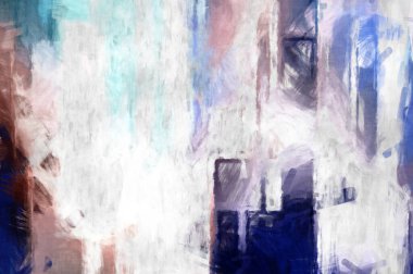 Soyut arkaplanda pürüzlü fırça darbeleri. Fırça boyası. Renkli boya darbeleri. Eşsiz duvar sanatı. Tuvaldeki modern sanat. Renkli çağdaş sanat eserleri. 