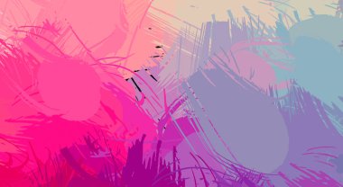 Canlı fırça darbeleriyle boyanmış. Renkli desenli resim. Fırçalanmış duvar kağıdını boya.