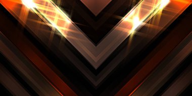 Soyut parlayan geometrik ışıklar arka planda. Fraktal simetrik grafik çizimi. Parıldayan ve parıldayan çubukları kesiştir.