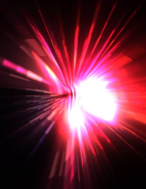 Fütürist mercek patlaması. Parlayan parçacıkları ve çizgileri olan ışık patlaması yıldızı. Güzel soyut ışın arkaplanı.