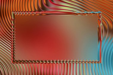 Soyut çerçeveli arkaplan. Renkli, canlı, dalgalı bir duvar kağıdı. Merkezi çerçeveli yaratıcı grafik 2d çizim. Dinamik şekilli modaya uygun sıvı örtüsü.