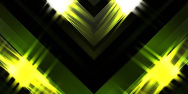 Soyut parlayan geometrik ışıklar arka planda. Fraktal simetrik grafik çizimi. Parıldayan ve parıldayan çubukları kesiştir.