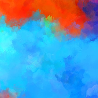 Canlı fırça darbeleriyle boyanmış. Renkli desenli resim. Fırçalanmış duvar kağıdını boya.