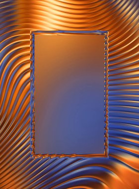 Soyut çerçeveli arkaplan. Renkli, canlı, dalgalı bir duvar kağıdı. Merkezi çerçeveli yaratıcı grafik 2d çizim. Dinamik şekilli modaya uygun sıvı örtüsü.