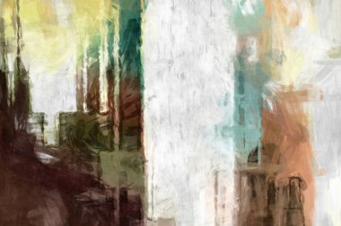Soyut arkaplanda pürüzlü fırça darbeleri. Fırça boyası. Renkli boya darbeleri. Eşsiz duvar sanatı. Tuvaldeki modern sanat. Renkli çağdaş sanat eserleri. 
