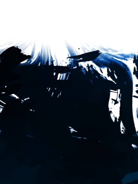 Taranmış Boyalı Soyut Arkaplan. Vahşi kaotik fırça darbeleri. Boya darbeleri. 2D İllüstrasyon. Fırça darbeli resim. 