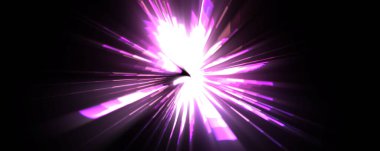 Fütürist mercek patlaması. Parlayan parçacıkları ve çizgileri olan ışık patlaması yıldızı. Güzel soyut ışın arkaplanı.