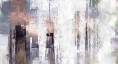 Soyut arkaplanda pürüzlü fırça darbeleri. Fırça boyası. Renkli boya darbeleri. Eşsiz duvar sanatı. Tuvaldeki modern sanat. Renkli çağdaş sanat eserleri. 