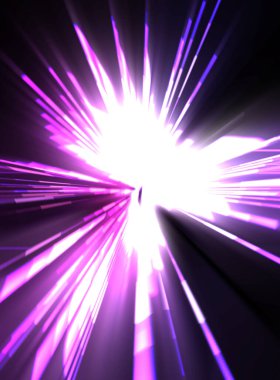 Fütürist mercek patlaması. Parlayan parçacıkları ve çizgileri olan ışık patlaması yıldızı. Güzel soyut ışın arkaplanı.