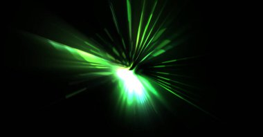 Fütürist mercek patlaması. Parlayan parçacıkları ve çizgileri olan ışık patlaması yıldızı. Güzel soyut ışın arkaplanı.