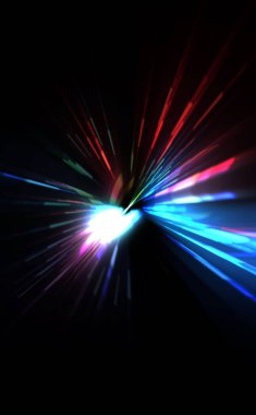 Fütürist mercek patlaması. Parlayan parçacıkları ve çizgileri olan ışık patlaması yıldızı. Güzel soyut ışın arkaplanı.