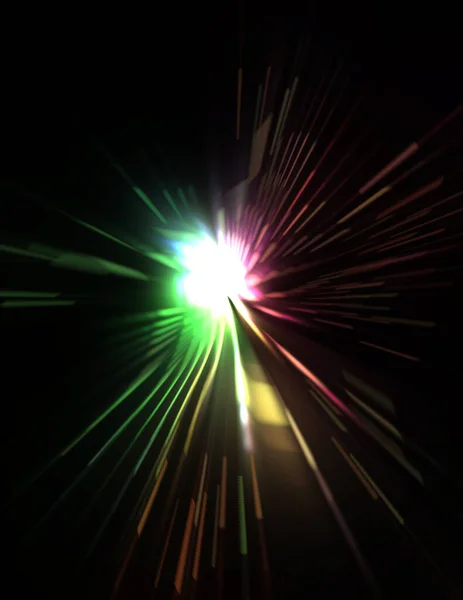 Futuristic Lens Flare Light Explosion Star Glowing Particles Lines Beautiful — Stock Photo, Image