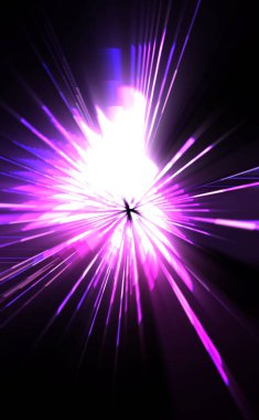 Fütürist mercek patlaması. Parlayan parçacıkları ve çizgileri olan ışık patlaması yıldızı. Güzel soyut ışın arkaplanı.