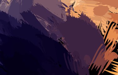 Vahşi fırça darbeleriyle yaratıcı soyut resim. Artistik fırça darbeleriyle donatılmış. Renkli ve canlı bir tasvir. Boyalı sanat.