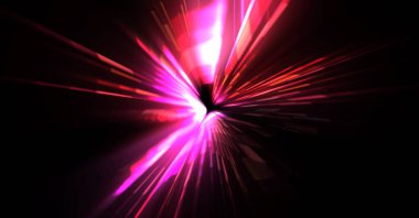 Fütürist mercek patlaması. Parlayan parçacıkları ve çizgileri olan ışık patlaması yıldızı. Güzel soyut ışın arkaplanı.