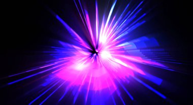 Fütürist mercek patlaması. Parlayan parçacıkları ve çizgileri olan ışık patlaması yıldızı. Güzel soyut ışın arkaplanı.