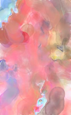 Poster, duvar sanatı, afiş, kart, kitap kapağı veya ambalaj için pastel renkli suluboya resim. Alkol mürekkebini andıran rahatlatıcı fırça darbelerinin modern resmi.