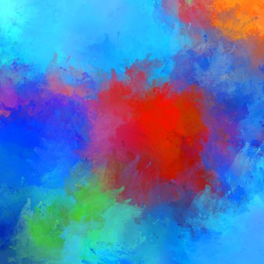 Canlı fırça darbeleriyle boyanmış. Renkli desenli resim. Fırçalanmış duvar kağıdını boya.