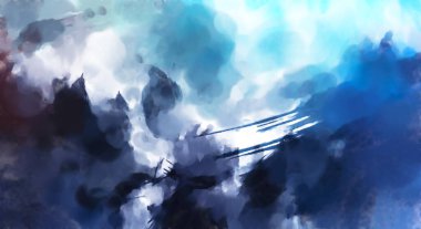 El yapımı sürreal soyut desenli suluboya. Modern sanatsal resim. 2D çizim. Arkaplan boyası karışımı. Yaratıcı duvar sanatı. Çağdaş sanat