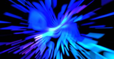 Işık parçacık izleri. Parlayan parçacıkları ve çizgileri olan ışık patlaması yıldızı. Güzel hareketli soyut ışın arkaplanı.