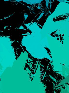 Vahşi fırça darbeleriyle yaratıcı soyut resim. Artistik fırça darbeleriyle donatılmış. Renkli ve canlı bir tasvir. Boyalı sanat.