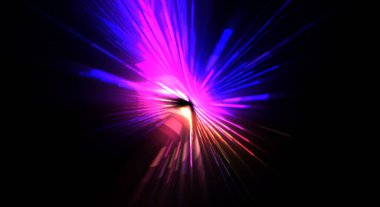 Fütürist mercek patlaması. Parlayan parçacıkları ve çizgileri olan ışık patlaması yıldızı. Güzel soyut ışın arkaplanı.