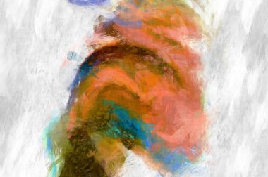 Soyut arkaplanda pürüzlü fırça darbeleri. Fırça boyası. Renkli boya darbeleri. Eşsiz duvar sanatı. Tuvaldeki modern sanat. Renkli çağdaş sanat eserleri. 