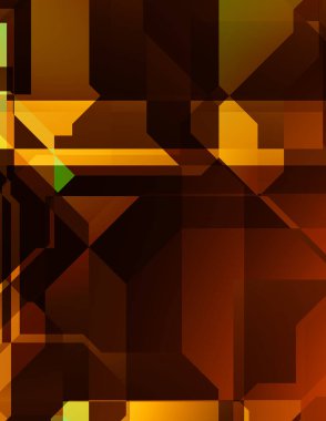 Renkli ve canlı geometrik şekiller katmanları var. Bir teknoloji planının dijital illüstrasyonu. Gelecekçi tasarım şablonu.