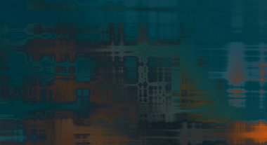 Soyut arkaplan. Yaşlanmış grunge dokusunda geometrik elementler. Farklı renk desenli grafiksel illüstrasyon.