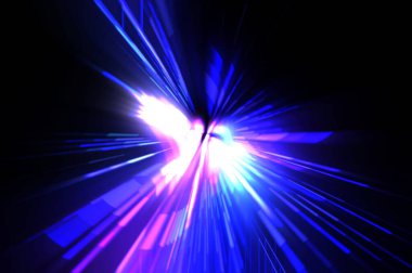 Fütürist mercek patlaması. Parlayan parçacıkları ve çizgileri olan ışık patlaması yıldızı. Güzel soyut ışın arkaplanı.