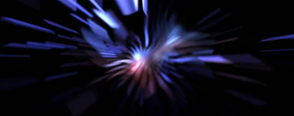 Light particle trails. Light explosion star with glowing particles and lines. Beautiful moving abstract rays background.