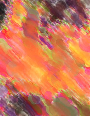 Çağdaş sanat. El yapımı resim. Modern sanat eserleri. Yüzeyde suluboya fırça darbeleriyle resim yapmak. 2D çizim. Sanatsal arkaplan resmi. Tablo üzerinde soyut resim. Renkli doku.