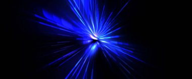 Fütürist mercek patlaması. Parlayan parçacıkları ve çizgileri olan ışık patlaması yıldızı. Güzel soyut ışın arkaplanı.