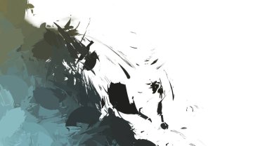 Taranmış Boyalı Soyut Arkaplan. Vahşi kaotik fırça darbeleri. Boya darbeleri. 2D İllüstrasyon. Fırça darbeli resim. 