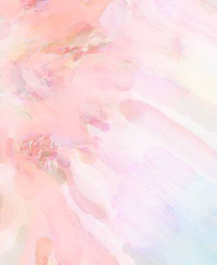 Yumuşak suluboya duvar kağıdı. Hafifçe fırçalanmış renkleri olan sanatsal bir resim. Pastel renkler arkaplana dokunmuş. Soyut duvar sanatı..