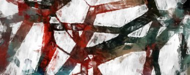 Soyut arkaplanda pürüzlü fırça darbeleri. Fırça boyası. Renkli boya darbeleri. Eşsiz duvar sanatı. Tuvaldeki modern sanat. Renkli çağdaş sanat eserleri. 