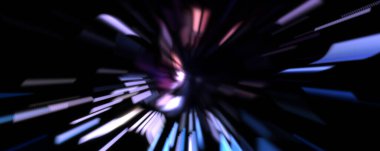 Işık parçacık izleri. Parlayan parçacıkları ve çizgileri olan ışık patlaması yıldızı. Güzel hareketli soyut ışın arkaplanı.