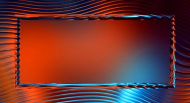 Soyut çerçeveli arkaplan. Renkli, canlı, dalgalı bir duvar kağıdı. Merkezi çerçeveli yaratıcı grafik 2d çizim. Dinamik şekilli modaya uygun sıvı örtüsü.